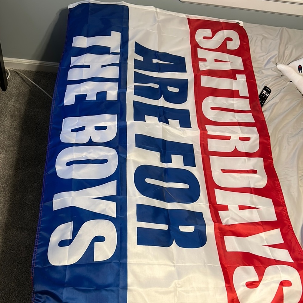 “Saturdays are for the boys” Wall Flag